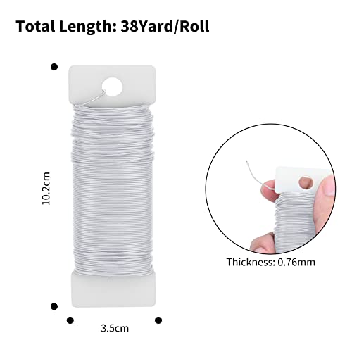 Florist Wire White Floristry Wires for Christmas Wreath Making, 22 Gauge Flexible Paddle Wire Binding Wire Garden Floral Wire for Crafting, Wedding Garland, Bouquets, Plants, DIY Flower Arrangements