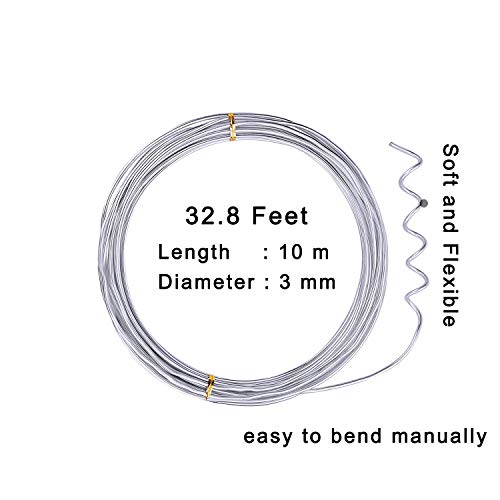 NEPAK 10m x 3mm Aluminum Wire for Jewelry Craft Diy Aluminum Craft Wire