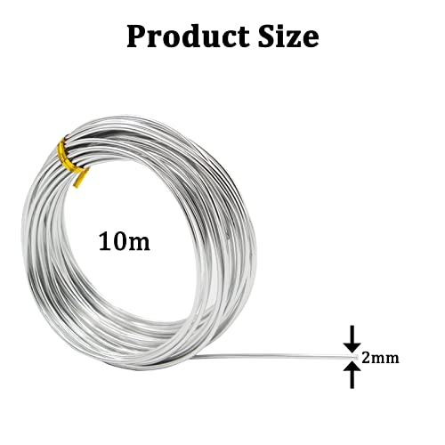 2mm Aluminum Craft Wire, Sculpting Wire, Bendable Crafting Wire for Sculpting, Modelling, Skeleton, Floral Making, Jewelry Making, Wire Weaving and Wrapping
