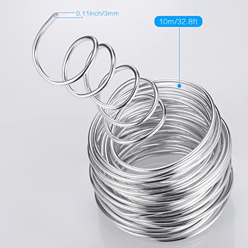 Zocipro Aluminium Wire 3mm x 10m, Bendy Craft Wire, Silver Plated Jewellery Wire, Flexible Modelling Wire Suitable for DIY Sculptures, Jewelry Making, Wire Weaving and Wrapping