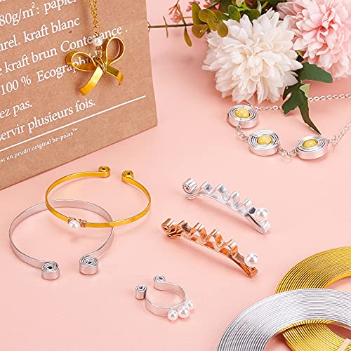 BENECREAT 2 Rolls 32 Feet Gold Sliver Flat Jewelry Craft Wire 18 Gauge Aluminum Wire 3mm Wide for Bezel Jewelry Making, Sculpting, Armature Craft