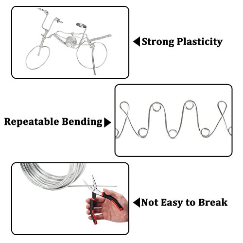 2mm Aluminum Craft Wire, Sculpting Wire, Bendable Crafting Wire for Sculpting, Modelling, Skeleton, Floral Making, Jewelry Making, Wire Weaving and Wrapping