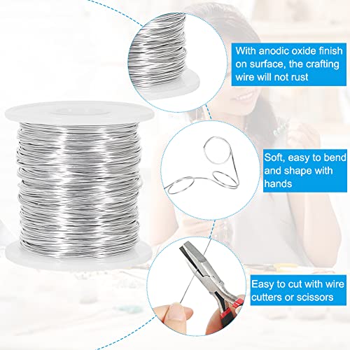 20 Gauge 0.8mm Aluminum Craft Wire for Jewellery Making, 328 Feet Bendable Metal Wire for Sculpting, Crafting, Modelling and Wrapping (Silver)