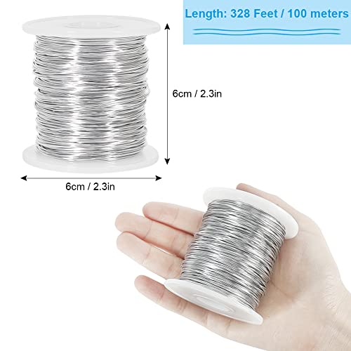 20 Gauge 0.8mm Aluminum Craft Wire for Jewellery Making, 328 Feet Bendable Metal Wire for Sculpting, Crafting, Modelling and Wrapping (Silver)