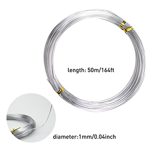 165 Feet/50M Aluminium Craft Wire, 18 Gauge 1mm Bendable Metal Wire for Craft Sculpting, Jewellery Making, Armatures and Wire Weaving