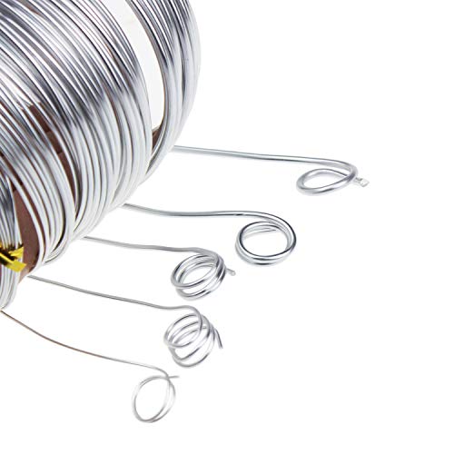 Silver Aluminum Craft Wire, 5 Assorted Sizes (1 mm, 1.5 mm, 2 mm, 2.5 mm and 3 mm in Thickness) Aluminum Wire Rolls for DIY Sculpture and Crafts, Each Roll 16.4 Feets / 5 Meters Length