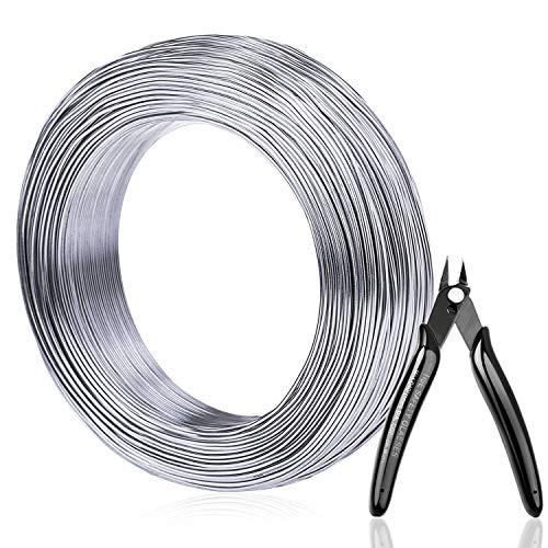 Aluminum Wire, Anezus 18 Gauge 328 FT Metal Wire Bendable Sculpting Aluminum Wire 1mm for Crafts Jewelry Making Beading Floral (Silver)