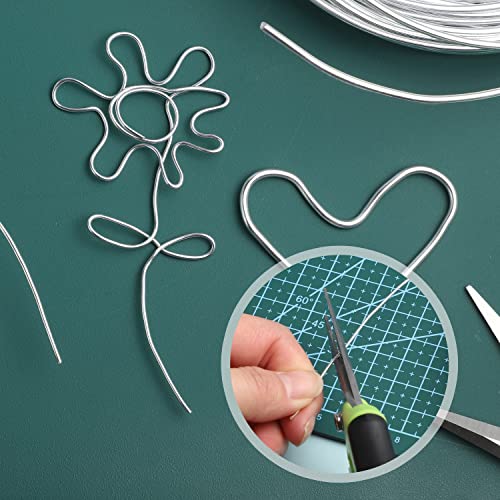 12 Gauge & 18 Gauge Craft Wire, 66 Feet Aluminum Wire Bendable Metal Crafting Wire Silver Modelling Wire for DIY Bike Skeleton Craft Floral Making