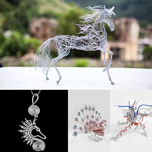 12 Gauge & 18 Gauge Craft Wire, 66 Feet Aluminum Wire Bendable Metal Crafting Wire Silver Modelling Wire for DIY Bike Skeleton Craft Floral Making