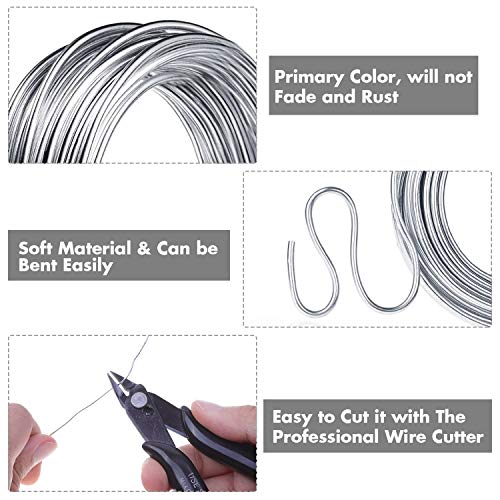Aluminum Wire, Anezus 18 Gauge 328 FT Metal Wire Bendable Sculpting Aluminum Wire 1mm for Crafts Jewelry Making Beading Floral (Silver)