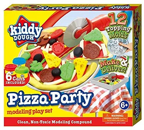 OnlineStreet Kiddy Dough Modeling and Sculpting Playsets With Non-Toxic Compound | Children's Kids’ Arts and Craft Sets with Dough 15 Tubs & Tools (Pizza Party Playset)