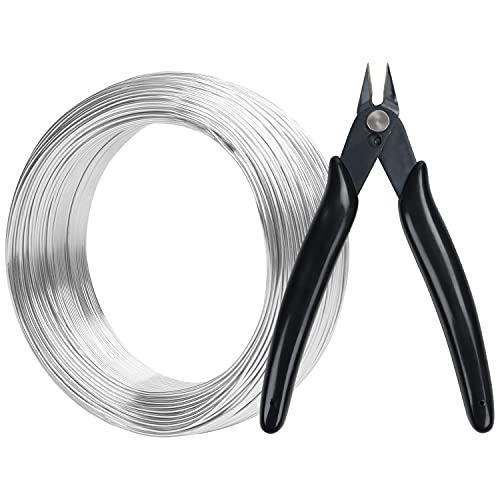 Belle Vous 100m / 328 feet Aluminum Craft Wire with Cutter - Bendable 18 Gauge Sculpting Wire - Silver - 1mm Crafting Wire for Beading, Jewellery Making, Wire Weaving, DIY and Embellishments