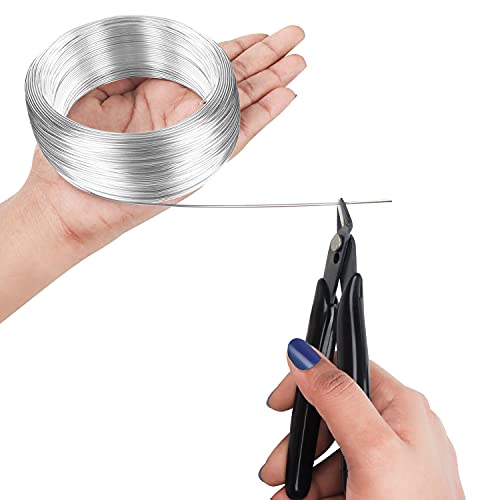Belle Vous 100m / 328 feet Aluminum Craft Wire with Cutter - Bendable 18 Gauge Sculpting Wire - Silver - 1mm Crafting Wire for Beading, Jewellery Making, Wire Weaving, DIY and Embellishments