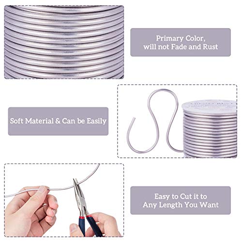 BENECREAT 9 Gauge/3mm Tarnish Resistant Jewelry Craft Wire 17m Bendable Aluminum Sculpting Metal Wire for Jewelry Crafting, Sculpture, Floral Making, Modelling, Wire Weaving