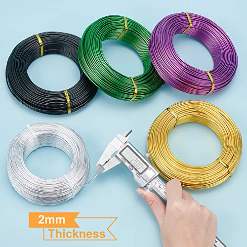 BENECREAT 12 Gauge(2mm) Silver Aluminum Wire 180 Feet(55m) Bendable Metal Sculpting Thick Wire for Bonsai Trees, Floral, Home Decors and Other Arts Crafts Making