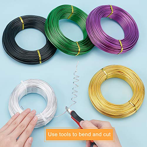 BENECREAT 12 Gauge(2mm) Silver Aluminum Wire 180 Feet(55m) Bendable Metal Sculpting Thick Wire for Bonsai Trees, Floral, Home Decors and Other Arts Crafts Making