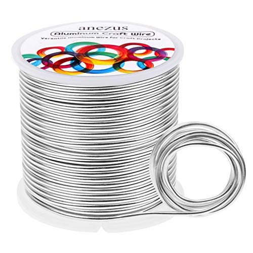 anezus AAW-0612 Gauge Aluminum Wire 100 Feet, Anezus Metal Armature Wire Bendable Sculpting Wire for Crafts Wreath Making Jewelry Making Beading Floral (Silver, 2mm)
