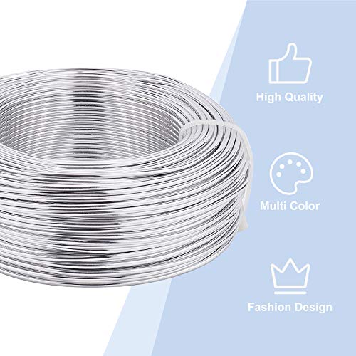 BENECREAT 12 Gauge(2mm) Silver Aluminum Wire 180 Feet(55m) Bendable Metal Sculpting Thick Wire for Bonsai Trees, Floral, Home Decors and Other Arts Crafts Making