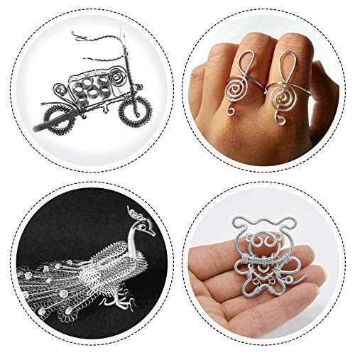 6 Rolls Silver Aluminum Craft Wire 0.8mm 1.0mm 1.2mm 10m/roll,1.5mm 2.0mm 3.0mm 5m/roll for Jewellery Modelling Making, DIY Sculpture and Crafts