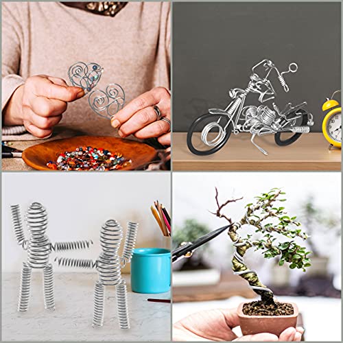 Belle Vous Silver Aluminium Craft Wire (10m) - 3mm Flexible & Bendy Sculpture Craft Rolls - Metal For DIY Sculptures, Skeleton Modelling, Jewellery, Beading, Wreath Making & Bonsai Trees