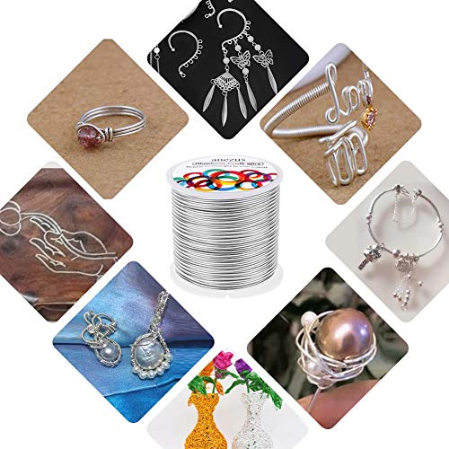 anezus AAW-0612 Gauge Aluminum Wire 100 Feet, Anezus Metal Armature Wire Bendable Sculpting Wire for Crafts Wreath Making Jewelry Making Beading Floral (Silver, 2mm)