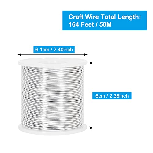 15 Gauge 1.5mm Aluminum Craft Wire, 164 Feet Bendable Metal Wire for Bonsai Training, Sculpting, Bike Modelling Skeleton Crafting Floral Making, Jewelry Making, Wire Gardening and Wrapping (Silver)