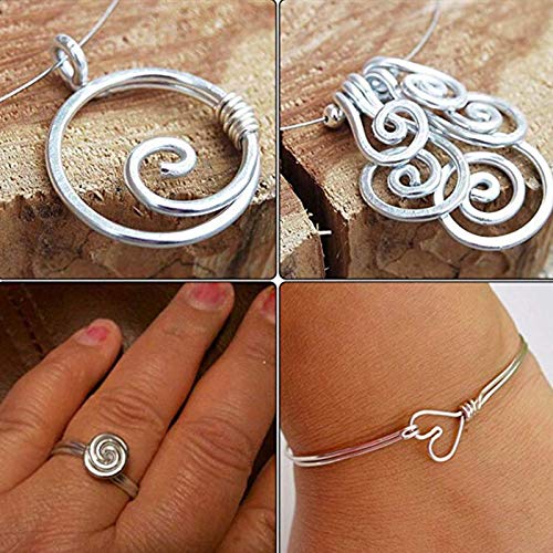 Craft Wire, 4 Rolls Silver Aluminum Wire, 0.8mm, 1.0mm, 1.5mm, 2.0mm Flexible Metal Wire for Jewellery Modelling Making, DIY Sculpture and Crafts (5m/roll)
