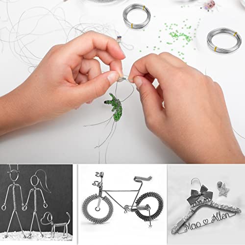 3 Roll Silver Craft Wires 1mm 2mm 3mm Aluminum Wires 5 Metres Soft Metal Jewllery Wire Armature Wire Metal Thread for Wire Wrapping, Sculpting, Hobby Craft, Wire Modelling
