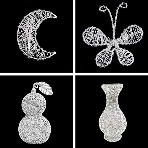 Craft Wire, 4 Rolls Silver Aluminum Wire, 0.8mm, 1.0mm, 1.5mm, 2.0mm Flexible Metal Wire for Jewellery Modelling Making, DIY Sculpture and Crafts (5m/roll)