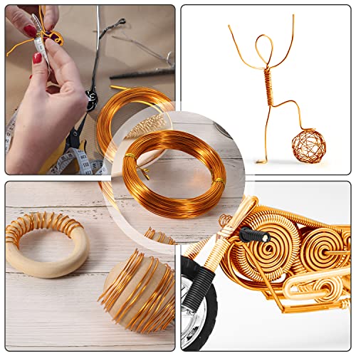 Aluminum Craft Wire, 98.4Ft/ 30m 1mm Metal Wire Armature for Crafts Flexible Bendable Aluminum Wire 18 Gauge for Jewelry Making DIY Crafts Gardening Sculpting (Gold)