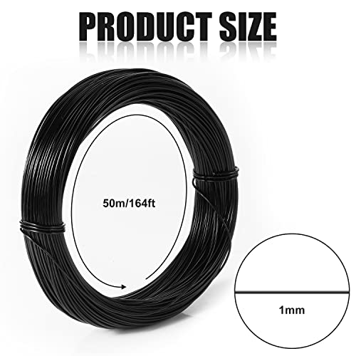 Aluminum Craft Wire, 164Ft/ 50m 1mm Metal Wire Armature for Crafts Flexible Bendable Aluminum Wire 18 Gauge for Jewelry Making DIY Crafts Gardening Sculpting (Black)