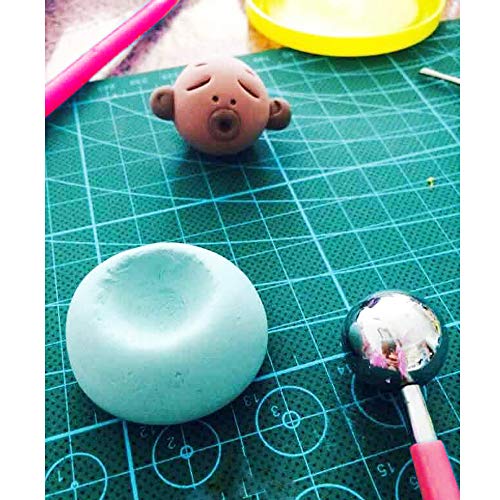 CESFONJER 9 Pieces Stylus Tools, DIY Silicone and Ceramic Clay Indentation Tool and 4 Pieces Double-Ended Metal Ball Tools Set Also for Cake Fondant Decoration and Nail Art.