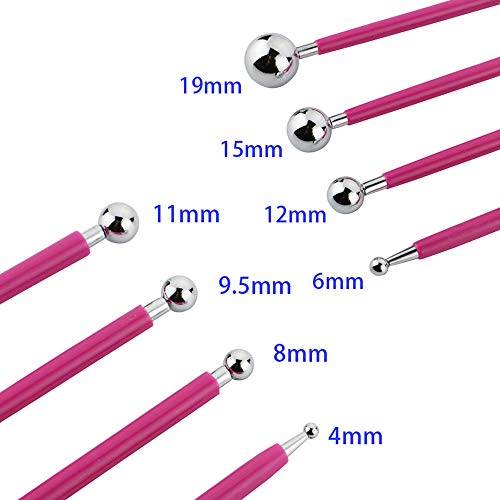 CESFONJER 9 Pieces Stylus Tools, DIY Silicone and Ceramic Clay Indentation Tool and 4 Pieces Double-Ended Metal Ball Tools Set Also for Cake Fondant Decoration and Nail Art.