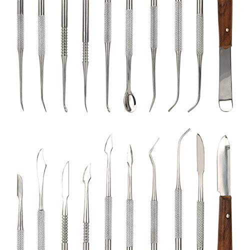 Wax Carvers Tools, 10 Pcs Double-Ended Stainless Steel Wax Clay Sculpting Carving DIY Tools Kit, Spatula Chisel Carver Set and Carrying Case for Sculpting, Detailing, Pottery Carving