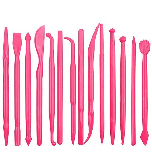 Clay Tools, 14 Pcs Kids Polymer Clay Modelling Double Ended Tools, Pottery Clay Sculpting Tools, for Pottery Sculpture Ceramics Artwork Crafts, Pottery Sculpture Clay Tools Embossing(red)