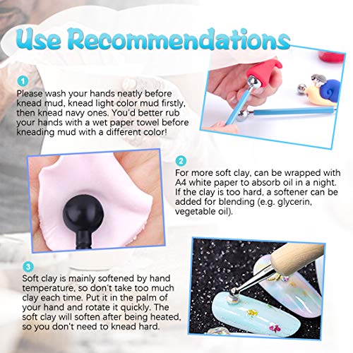 Glarks 24Pcs Carving Modeling Clay Sculpting Tool Set Including Ball Stylus Dotting Tool, Dual-Ended Pottery Tool, Ball Rod Stylus Tool, Ruler, Scraper for Embossing Art, Coloring, Nail Art Painting