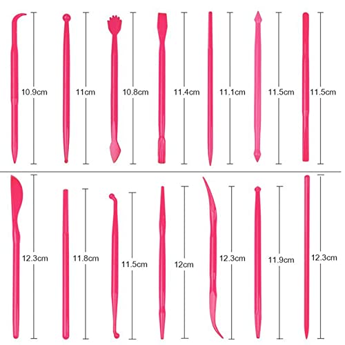 Clay Tools, 14 Pcs Kids Polymer Clay Modelling Double Ended Tools, Pottery Clay Sculpting Tools, for Pottery Sculpture Ceramics Artwork Crafts, Pottery Sculpture Clay Tools Embossing(red)