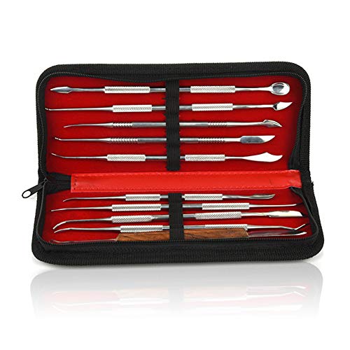 Wax Carvers Tools, 10 Pcs Double-Ended Stainless Steel Wax Clay Sculpting Carving DIY Tools Kit, Spatula Chisel Carver Set and Carrying Case for Sculpting, Detailing, Pottery Carving