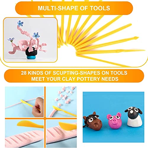 Clay Tools, 14 Pcs Kids Polymer Clay Modelling Double Ended Tools, Pottery Clay Sculpting Tools, for Pottery Sculpture Ceramics Artwork Crafts, Pottery Sculpture Clay Tools Embossing(red)