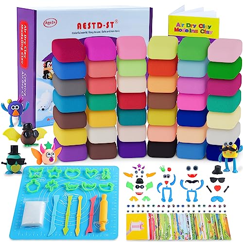 Air Dry Clay Kit, 42 Corlors Modelling Clay for Kids, Safe & Non-Toxic Ultra Light DIY Model Magic Clay, Molding Clay with Sculpting Tools,Arts and Crafts Kits for Kids Boys Girls Toys.
