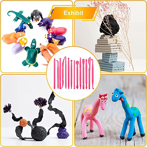 Clay Tools, 14 Pcs Kids Polymer Clay Modelling Double Ended Tools, Pottery Clay Sculpting Tools, for Pottery Sculpture Ceramics Artwork Crafts, Pottery Sculpture Clay Tools Embossing(red)