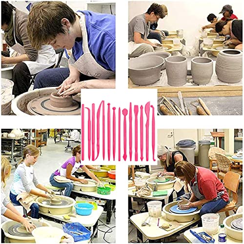 Clay Tools, 14 Pcs Kids Polymer Clay Modelling Double Ended Tools, Pottery Clay Sculpting Tools, for Pottery Sculpture Ceramics Artwork Crafts, Pottery Sculpture Clay Tools Embossing(red)