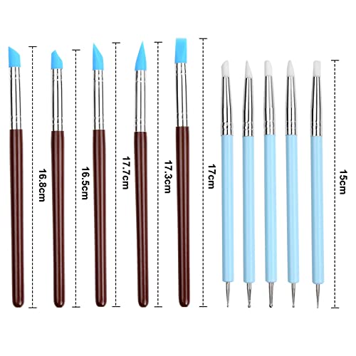 Yasmous 10Pcs Clay Sculpting Tools Set Silicone Clay Modelling Tools Polymer Clay Tools for Pottery Sculpture Cake Fondant Decoration, blue