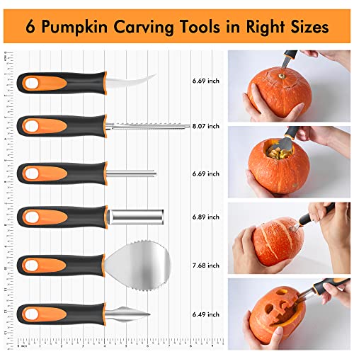 Shuttle Art 25 PCS Halloween Pumpkin Carving Kit, 15 PCS Professional Premium Quality Stainless Steel Pumpkin Carving Tool Set with 10 Pumpkin Stencils Carrying Case for Kids Adults Sculpting Carving