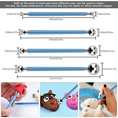 VCRANONR 15 Pcs Clay Sculpting Tool Set Polymer Clay Pottery Tools Ball Stylus Dotting Tools Acrylic Clay Roller and Sheet Pottery Tools for Rock Painting Art Carving Embossing Nail Art DIY Cake Decor