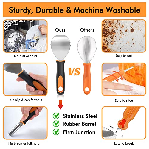 Shuttle Art 25 PCS Halloween Pumpkin Carving Kit, 15 PCS Professional Premium Quality Stainless Steel Pumpkin Carving Tool Set with 10 Pumpkin Stencils Carrying Case for Kids Adults Sculpting Carving