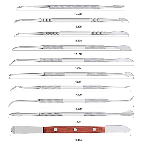 Coolty 10PCS Wax Carvers Tools, Double-Ended Stainless Steel Wax Clay Sculpting Carving DIY Tools Kit, Spatula Chisel Carver Set and Carrying Case for Sculpting, Detailing, Pottery Carving