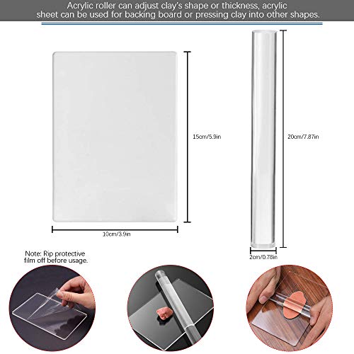 VCRANONR 15 Pcs Clay Sculpting Tool Set Polymer Clay Pottery Tools Ball Stylus Dotting Tools Acrylic Clay Roller and Sheet Pottery Tools for Rock Painting Art Carving Embossing Nail Art DIY Cake Decor