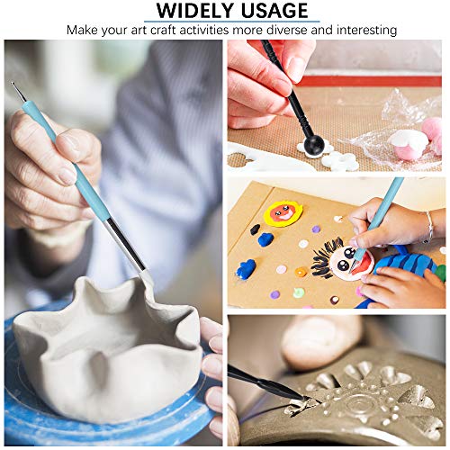 VCRANONR 15 Pcs Clay Sculpting Tool Set Polymer Clay Pottery Tools Ball Stylus Dotting Tools Acrylic Clay Roller and Sheet Pottery Tools for Rock Painting Art Carving Embossing Nail Art DIY Cake Decor