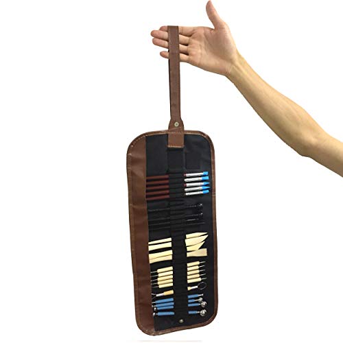 DOITEM Wartoon 24Pack Sculpting Tools with Reusable Pouch for Polymer Clay Pottery Ceramic Art Craft